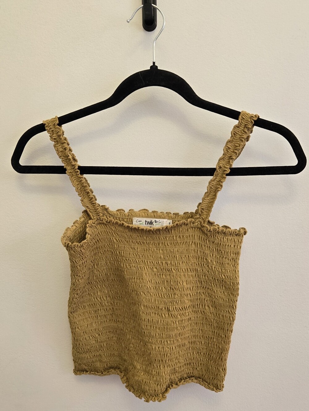 3/$30 Simons Twick Mustard Yellow Smocked Cropped Tank Top Size M